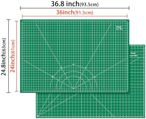 Ecraft 24"x36" Self-Healing Sewing Mat: Large Double Sided Green 5-Ply Hobby Mat, A1 Rotary Cutting Mat for Sewing, Quilting & Fabric Crafts