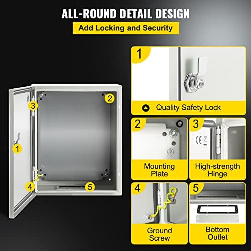 VEVOR NEMA Steel Enclosure, 10" x 8" x 6" NEMA 4X Steel Electrical Box,IP66 Waterproof & Dustproof,Outdoor/Indoor Electrical Junction Box,with Mounting Plate