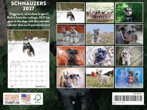 Schnauzer Calendar 2027 Monthly Wall Calender 12 Month