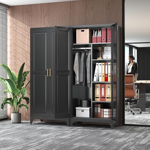 SteeLoong Armoire Wardrobe Closet,71" H Wardrobe Cabinet with Hanging Rod