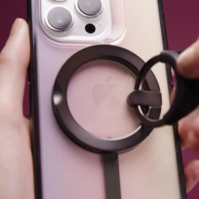 ZAGG Ring Snap 360, Magnetic Ring Accessory – 360 Degree Rotation, Secure Hold with Kickstand – Super Strong Magnet, Compatible with MagSafe Devices, iPhone 14 & Snap Compatible Devices, Black