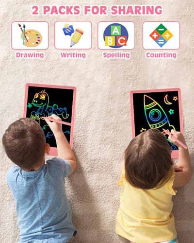 PINKCAT LCD Writing Tablet, Doodle Board Toys Gifts for 3-8 Year Old Girls Boys, 10 Inch Mess Free Coloring Books, Drawing Pad for Kids, Gifts for Toddler Christmas Stocking Stuffers Travel, Pink