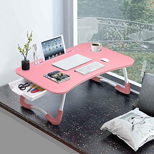 Slendor Bed Desk for Laptop and Writing with Storage, Cup Holder, Light