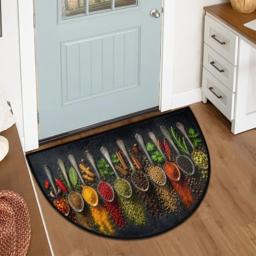 Spice Pattern Half Round Door Mat Welcome Entrance Rug Outdoor Indoor