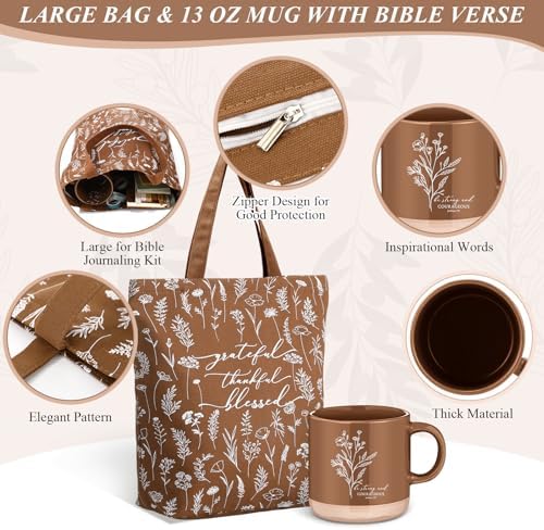 Reallnaiv Housekeeping Mug Bag Notebook Highlighter Pen Note, Brown