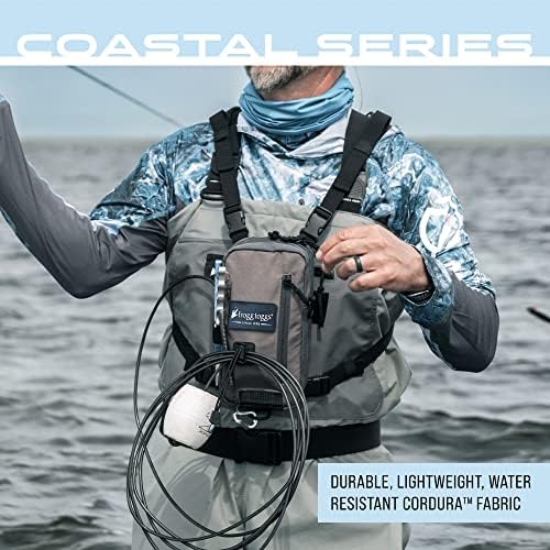 FROGG TOGGS Hightide Fishing Chest Pack, Easy Hands-Free tackle storage bag with built-in Rod Support, Black, OS