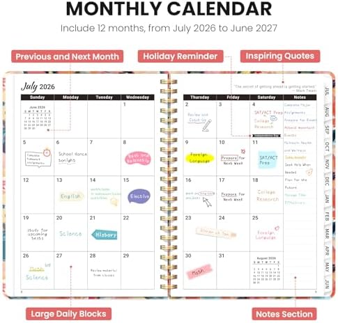 Large Planner 2026-2027, A4 (8.5" x 11") Hardcover Weekly & Monthly Planner July 2026 - June 2027 with Monthly Tabs, Academic Planner for School, Work and Office, Pastel Garden