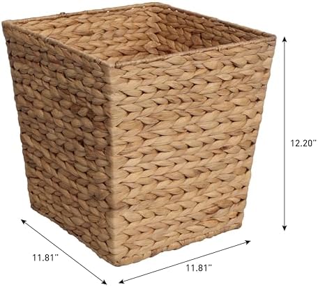 happimess Theo 4.8 Gal 12" Square Wicker Wastebasket, Natural, Set of 2