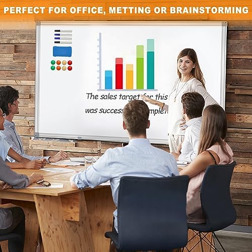 H-Qprobd 5' x 4' Dry Erase Board for Wall 60" x 48" (2 Pack) Magnetic Presentation Whiteboard with Long Pen Tray, Wall-Mounted White Boards Large Whiteboard Including 8 Markers, 16 Magnets, 2 Erasers