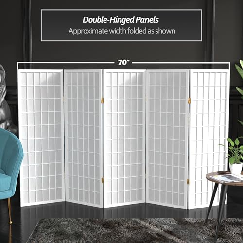 4 ft. Short Window Pane Shoji Screen - White - 5 Panels