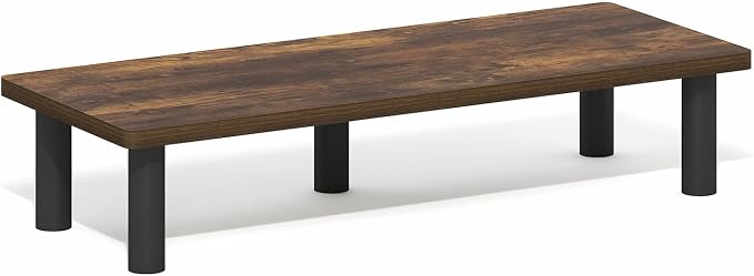 Furinno Turn-N-Tube Monitor Stand Riser, 23.6" Wide Rectangle Monitor Riser, Laptop Stand for Desk, Office Desk Accessories, Desktop Organizers and Accessories, Toolless Assembly, Amber Pine