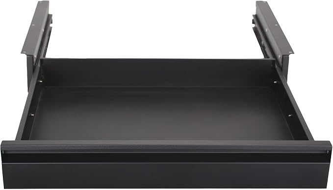 POPMOON 23.5 in Under Desk Drawer, Steel Large Pull Out Storage Organizer | Under Table Drawer with Smooth Slide Rails for Wooden Table or Workbench, Carbon Steel Hidden Desk Drawer Hold 44 lbs