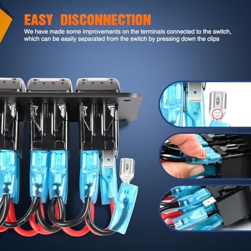 Nilight 5 Gang Rocker Switch Panel w/Purple LED Light 5Pin On Off Pre-Wired