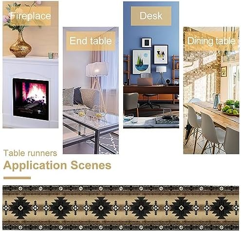 Aztec Southwest Table Runner,Ethnic Style Design Geometric Table Runners Table Setting Decor for Garden Farmhouse Wedding Party Holiday Dinner Home 13x90 Inch