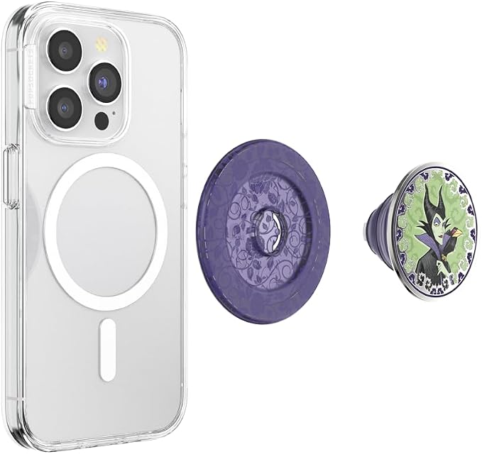 PopSockets Phone Grip for MagSafe, Magnetic Holder- Maleficent | Removable, For Kindle / Android / iPhone, With Magnet, Disney, Mickey Mouse, Minnie, Enamel, Designs