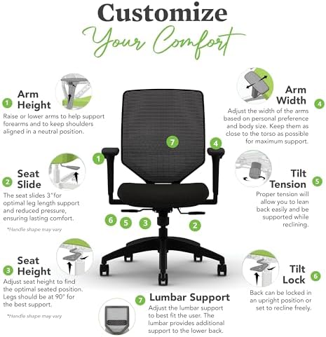HON Solve Ergonomic Office Chair, Lumbar Support, Desk Chair, Frost