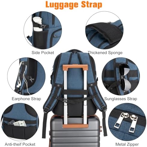 Insulated Lunch Backpack Fit 17" Laptop with Cooler Compartment