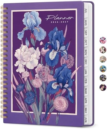 Planner 2026-2027, Jul 2026-Jun 2027 Academic Monthly & Weekly Planner | 6.3" x 8.5" Hardcover Calendar Planner for Women, Spiral Organizer with tabs, School Office Home Supplies, Velour Petal