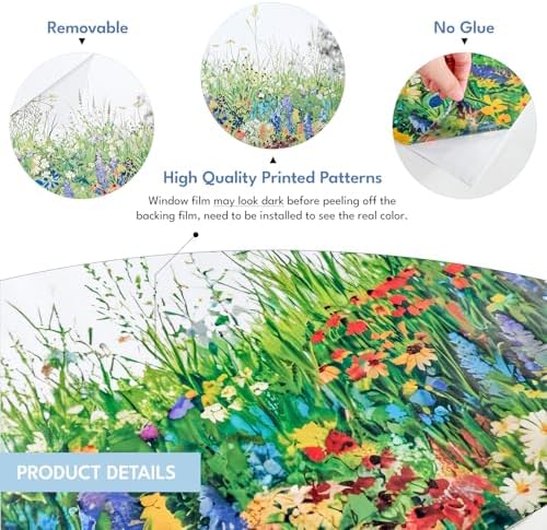 ADD.HERES Stained Glass Window Film, Window Film Decorative, 17.5 x 78.7 in