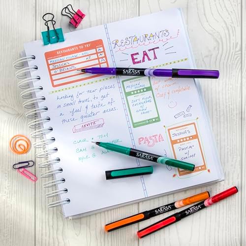 Zebra Pen SARASA Fineliner Pen, Assorted Ink, 0.8mm, 10-Pack