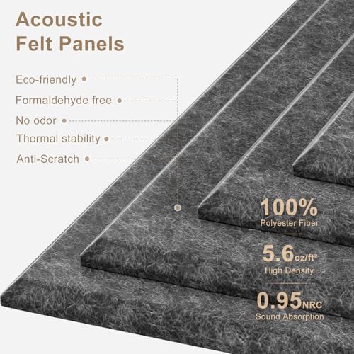Large Felt Bulletin Board 48" x 36" Self Adhesive Cork Board Alternative 12 Pack Felt Wall Tiles Cork Boards For Walls Thick Slat Wall Panels For Home Office Classroom Decor Pin Board-Black