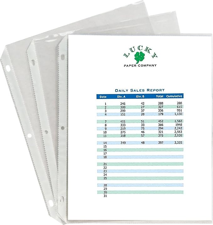 Staples Sheet Protectors, 8.5x11 Inch, Top-Loading, Clear, 500-Pack | 3-hole punched, 2.4 mil standard weight for binders and document storage.