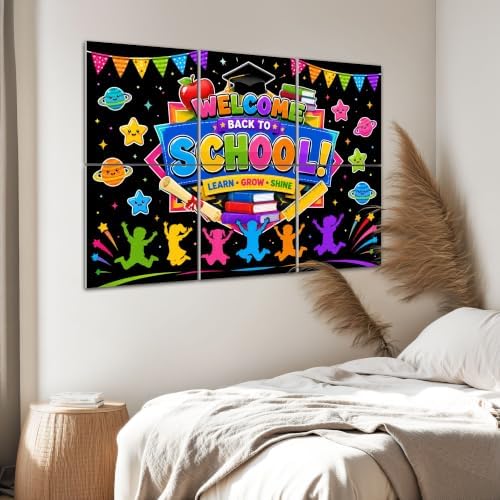 6 Pack Art Acoustic Panels Sound Absorbing Colorful Back to School Kids Books Graduation Decorative Soundproof Wall Panels Self Adhesive for Home Recording Studios 72"x48"