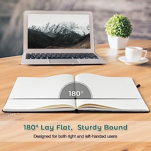 College Ruled Notebook, Large A4 Hardcover Leather Journal for Women Men
