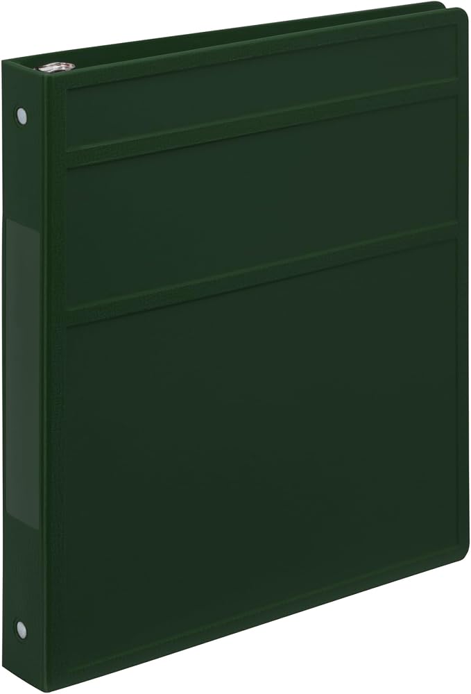 Carstens 1-Inch Heavy Duty 3-Ring Binder - Side Opening, Forest Green, Durable Plastic, Precision No-Gap Rings, Waterproof Cover, No Pockets, Holds 125 Letter Sheets, BPA-Free, Made in USA (8709-3R)