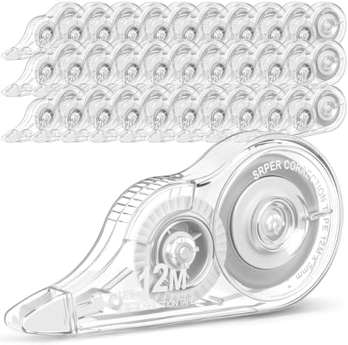 AmazingSpark 100 Pcs White Correction Tape Bulk, 39.4 Ft, Tear-resistant Easy to Use Applicator for Instant Corrections for School Office Note Taking Journal (Tape Width 0.2 in, Clear)