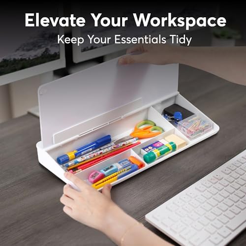 HURUC Desk Buddy Glass Desktop Whiteboard – Desk Board Buddy Hidden Storage