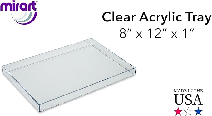 Clear Acrylic Organizer Tray, 8 x 12 Low-Profile Display & Vanity Tray – BPA-Free, Bathroom, Desk, Decor & Serving (Dry Use Only) - Made in USA