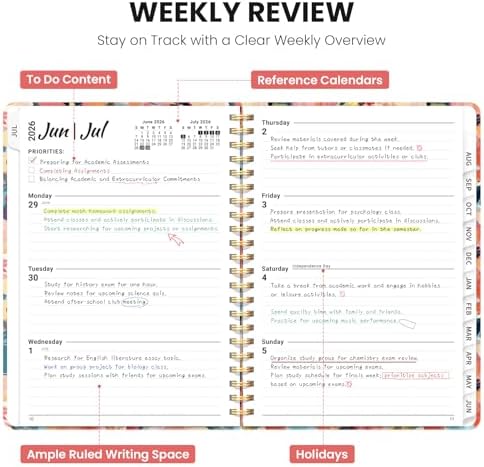 Large Planner 2026-2027, A4 (8.5" x 11") Hardcover Weekly & Monthly Planner July 2026 - June 2027 with Monthly Tabs, Academic Planner for School, Work and Office, Pastel Garden