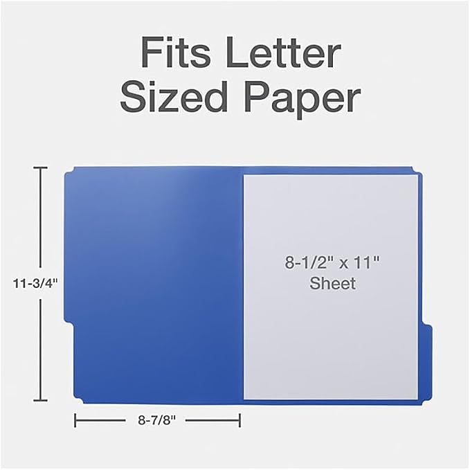 Oxford Plastic File Folders, Letter Size, 1/3 Cut Tabs, 6 Colors, 24 Pack