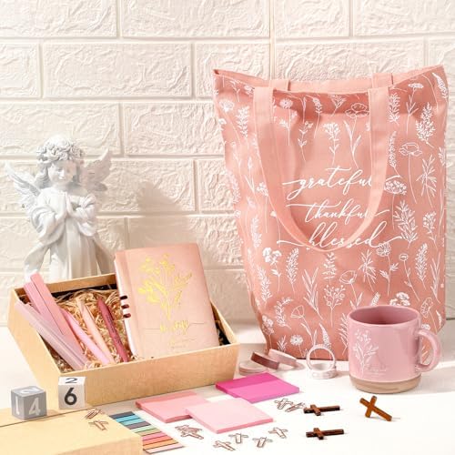 Reallnaiv Housekeeping Mug Bag Notebook Highlighter Pen Note, Pink