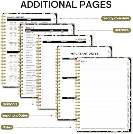 Planner 2026-2027, Jul 2026-Jun 2027 Academic Monthly & Weekly Planner | 8.5" x 11" Hardcover Pretty Calendar Planner for Women, Spiral Organizer for School Office Home Supplies, Mushroom