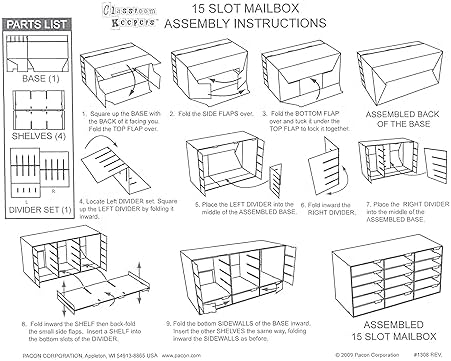 Pacon PAC637443 Mailbox Organizer, 15 Slots, Corrugated Cardboard, White