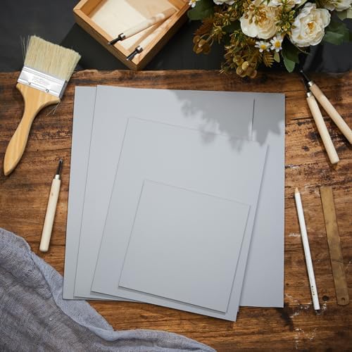 Yeaqee 8 Pcs Mixed Sizes Linoleum Blocks for Printmaking, Gray