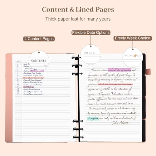 Yoment Refillable Notebooks for Work 5 Subject with Removable Dividers Tabs