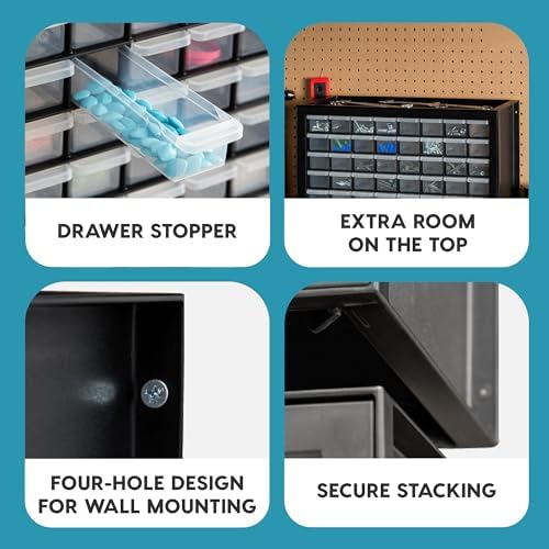 IRIS USA 64-Drawer Screw Organizer, Hardware Storage, Made in USA, Black