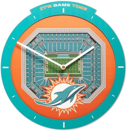 YouTheFan NFL Miami Dolphins StadiumView 3D Wall Clock