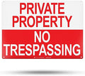 TRADESAFE Private Property No Trespassing Sign, Quick Install Aluminum Safety Sign, Light Reflective, UV-Resistant, Waterproof, 14” X 10” No Trespassing Signs Private Property