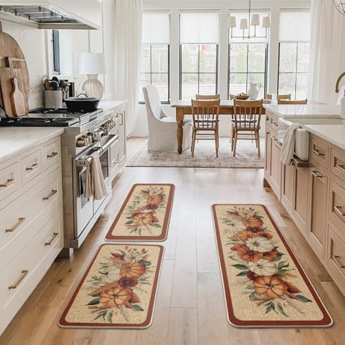 Artoid Mode Corn Fall Kitchen Mats Set of 3-17"x29"+17"x36"+17"x47"