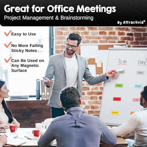 Attractivia Dry Erase Magnetic Labels 2.8 x 1.2 in, Solid Colors, Dry Erase Magnets, 60-Pack, Colored Erasable Write-On All-Purpose Labels, for Office, Education, Home, Whiteboard