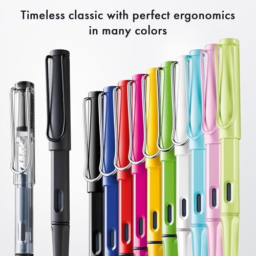 LAMY safari scarlet - Fountain Pen with ergonomic grip & polished steel nib in size M - ideal for any Writing & Calligraphy - including LAMY T 10 blue cartridge - Right-Handed