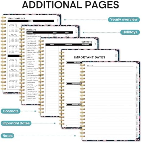 Planner 2026-2027, Jul 2026-Jun 2027 Academic Monthly & Weekly Planner | 6.3" x 8.5" Hardcover Pretty Calendar Planner for Women, Spiral Organizer for School Office Home Supplies, Nordic Forest