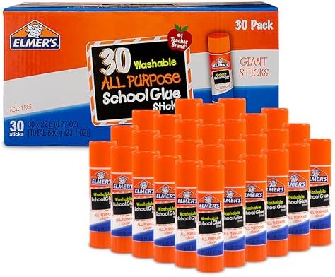 Elmer's All Purpose School Glue Sticks, Washable, 22 Grams, 30 Count - Classroom, Arts & Crafts, #1 Teacher Brand