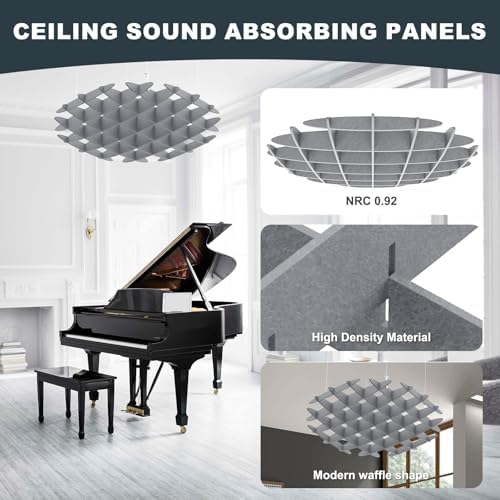 Acoustic Ceiling Panels Sound Absorbing Panels, Hexagon Gray