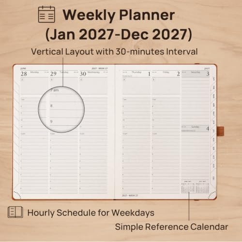 POPRUN 2027 Planner Weekly and Monthly,6.5" x 8.75" Recycled Paper Calendar
