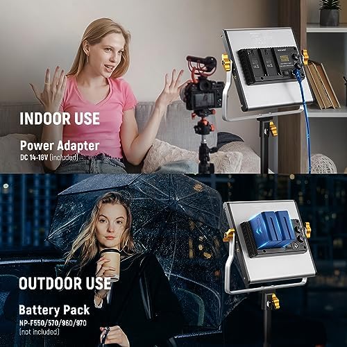 Neewer 2 Packs Dimmable Bi Color 480 LED Video Light Kit, 3200~5600K CRI 96+ LED Panel with U Bracket, 75 inches Tripod Light Stand for YouTube Recording Studio Photography Streaming Key Lighting